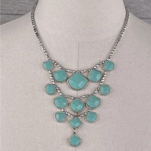 Statement Necklace Boho Silver/Turquoise Color-OS